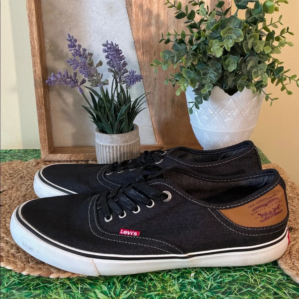 Levi's Black Canvas Sneakers with White Soles